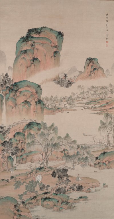 A Paisagem da Primavera no estilo azul-verde de Uragami Shunkin