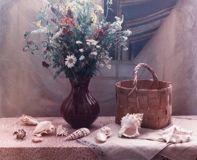 Natureza morta com flores silvestres e conchas de UstinaGreen