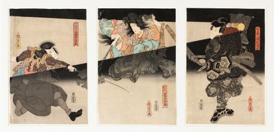 Tríptico do espírito da cereja de Utagawa (1786-1865) Kunisada
