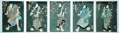 Cinco personagens de uma peça de Toyokuni (Pentatych) (ver também de Utagawa Kunisada