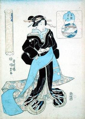 Retrato de uma Senhora (impressão em bloco de madeira) de Utagawa Kunisada