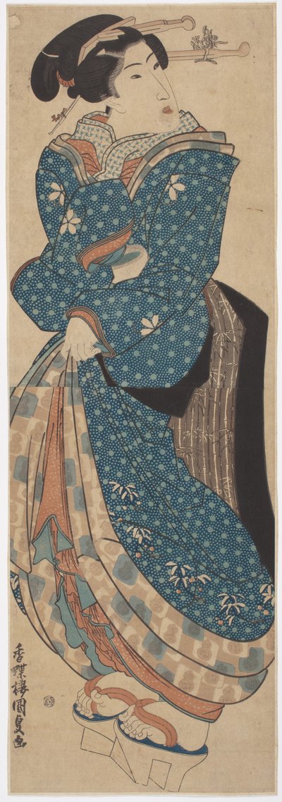 Stehende Frau von Utagawa (1786-1865) Kunisada