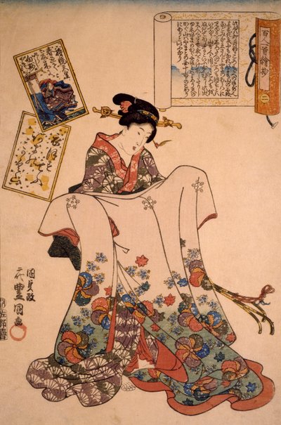 Mulher com Vestidos Sumptuosos, de Utagawa Kunisada de Utagawa Kunisada