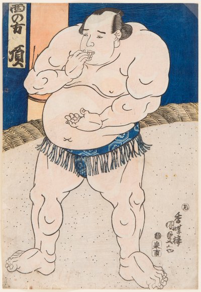 Retrato do lutador de sumo Itadaki. Impresso por Utagawa Kunisada (1786-1865) de Utagawa Kunisada