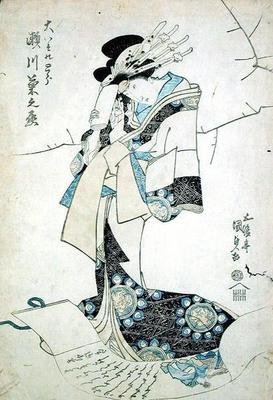 Retrato de uma Senhora (impressão em bloco de madeira) de Utagawa Kunisada