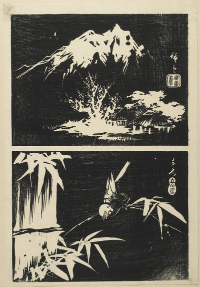 (Duas imagens de litografia), meados do século XIX de Utagawa Hiroshige