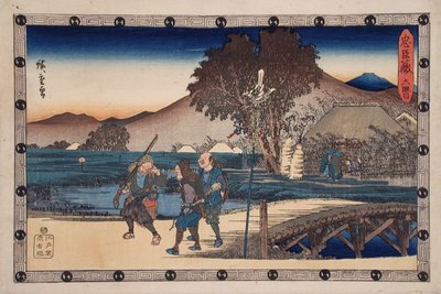 Ato VI: Caçadores regressam depois de levarem o corpo do assassinado Yoichibei para a sua cabana de Utagawa Hiroshige