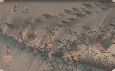 Depois de No. 46 &39;Uma chuva repentina em Shono&39; De 53 Estações do Tokiado, 1844 de Utagawa Hiroshige
