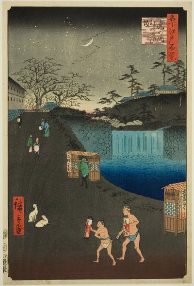 Blue Sope, a mão do tigre em Otsui (Toranomon-outer Aoi-zaka), da série "Ridge dre d fa net s views of Edo (Cem vistas famosas de Edo)" de Utagawa Hiroshige