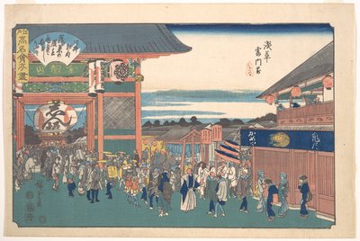 Em frente ao Kaminarimon em Asakusa (Kameya) de Utagawa Hiroshige