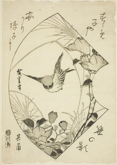 Flor de outono e pardal de Utagawa Hiroshige
