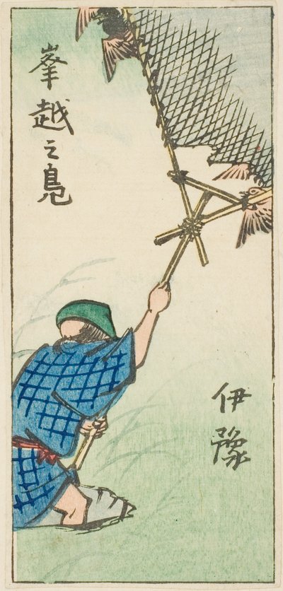 Captura de patos selvagens na província de Iyo (Iyo, okoshi no kamo), seção da folha no. 16 da série "Fotos Recortadas das Províncias (Kunizukushi harimaze zue)" de Utagawa Hiroshige