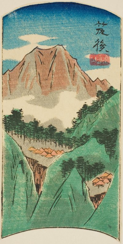 Chikugo, seção da folha no. 17 da série "Fotos Recortadas das Províncias (Kunizukushi harimaze zue)" de Utagawa Hiroshige