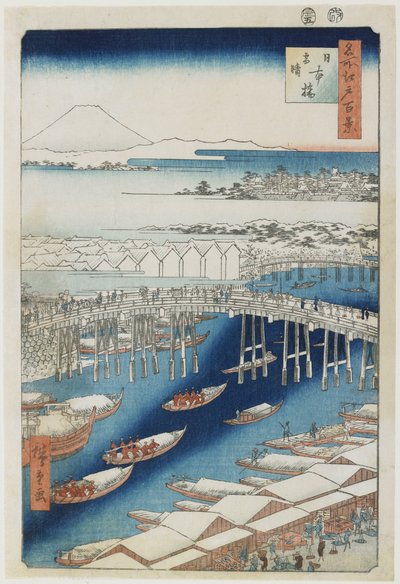 Tempo claro após a neve, ponte de Nihonbashi, maio de 1856 de Utagawa Hiroshige