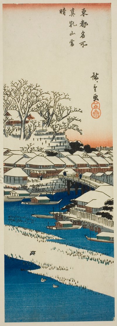 Tempo claro após a neve em Matsuchi Hill (Matsuchiyama no yukibare), da série "Vistas famosas da Capital Oriental (Toto meisho)" de Utagawa Hiroshige