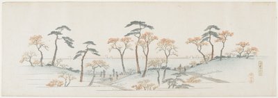 Folhas Coloridas no Templo Kaianji, 1837-1844 de Utagawa Hiroshige