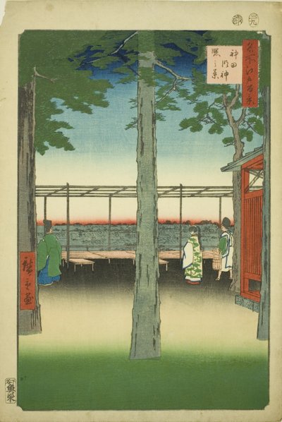 Dawn at Kanda Myohito Shline (sistema Kanda Myohito Akebono), da série `` Ridge dre d fa net s views f Edo (One Hundred Famous Views of Edo)