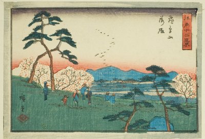 Na vanguarda, Asuka puxa (Asukayama Rakugan), da série ``Tel ve ws of Edo (Edo tree-like)