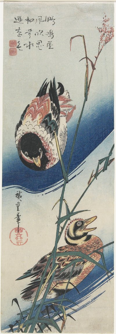 Patos e juncos, 1834-1839 de Utagawa Hiroshige