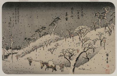 Evening Snow at Asuka Hill, da série Oito vistas dos arredores de Edo, c. 1837-38. de Utagawa Hiroshige