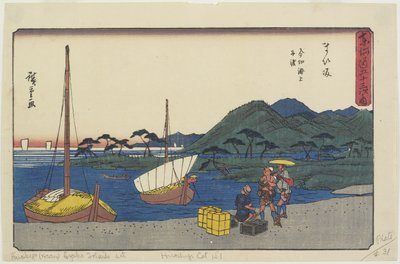 Porto de Balsas na Praia Imagiri, Maisaka, 1841-1842 de Utagawa Hiroshige
