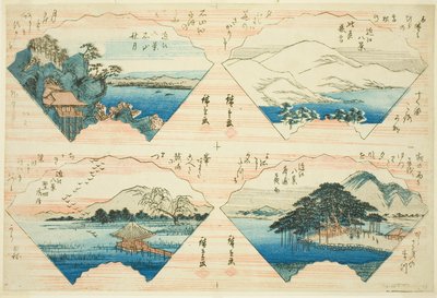 Quatro Vistas da série Oito Vistas de Omi (Omi Hakkei) de Utagawa Hiroshige