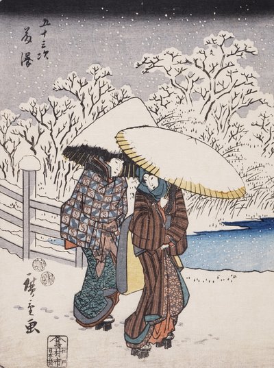 Fujisawa da série 53 Estações do Tokaido, 1852 (impressão de woodblock de cor) de Utagawa Hiroshige
