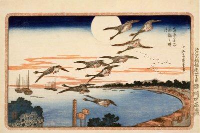 Lua Cheia em Takanawa, a partir de lugares celebrados na Capital Oriental de Edo, c.1832 (xilogravura colorida) de Utagawa Hiroshige