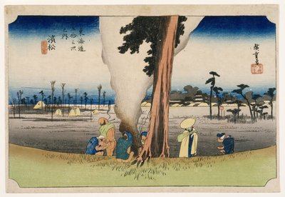 Hamamatsu, de cinquenta e três estações na estrada de Tokaido, c.1834 (impressão a cores do woodblock) de Utagawa Hiroshige