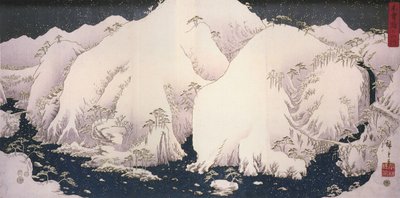 Hiroshige, Um rio entre montanhas nevadas de Utagawa Hiroshige
