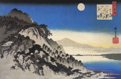 Hiroshige Lua cheia sobre uma paisagem de montanha de Utagawa Hiroshige