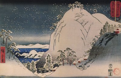 Hiroshige, Santuários em montanhas nevadas de Utagawa Hiroshige
