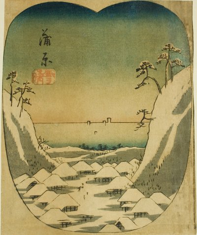 Kanbara, seção da folha no. 4 da série "Recortes das Cinquenta e Três Estações (Gojusan tsugi harimaze)" de Utagawa Hiroshige
