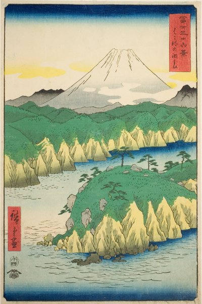 Lago em Hakone (Hakone no kosui), da série "Trinta e seis vistas do Monte Fuji (Fuji sanjurokkei)" de Utagawa Hiroshige