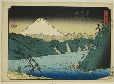 Lago nas Montanhas Hakone (Hakone sanchu kosui), da série "Trinta e seis vistas do Monte Fuji (Fuji sanjurokkei)" de Utagawa Hiroshige