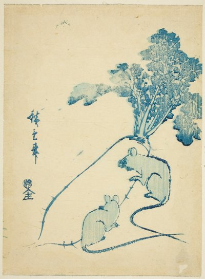 Ratos e rabanete de Utagawa Hiroshige