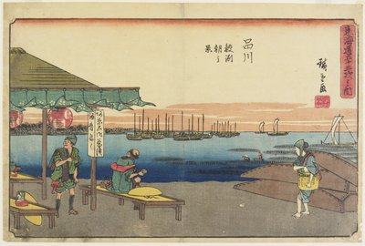 Cena da manhã em Samezu, Shinagawa, 1841-1842 de Utagawa Hiroshige