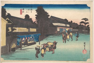Narumi, o famoso shibori de Arimatsu de Utagawa Hiroshige