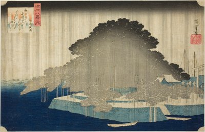 Night Line At Karasaki no Yō (Karasaki no Yō), da série "Eight Views of Omi (Omi Hakkei no Uchi)" de Utagawa Hiroshige