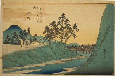 do. 12: Shinmachi, da série "Shi x ty-nine S taion of Te Kisokaido" de Utagawa Hiroshige