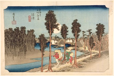 Numazu - Twilight, da série, &39;53 Stations on the Eastern Coast Road&39;, 1833 (impressão em xilogravura) de Utagawa Hiroshige