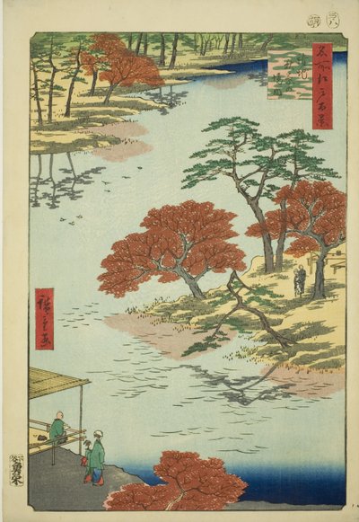 Recintos de Akiba Shline, no momento da recepção (recintos de Akiba no momento da recepção), da série ``Ridge para os cumes das redes de Edo (Cem Vistas Famosas de Edo)