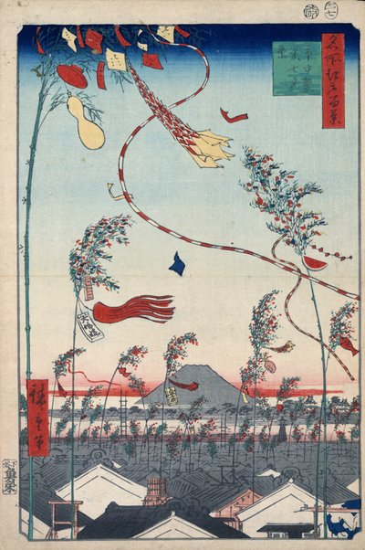 Prosperidade em toda a cidade durante o Festival Tanabata, 1856-1858. de Utagawa Hiroshige