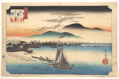 Gansos a regressar a Katada de Utagawa Hiroshige