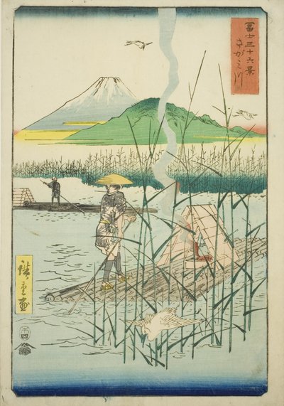 Rio Sagami (Sagamigawa), da série "Trinta e seis vistas do Monte Fuji (Fuji sanjurokkei)" de Utagawa Hiroshige
