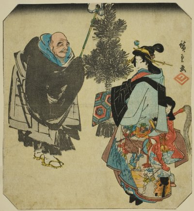 Seki: Priest Ikkyu and the Hell Courtesan, da série "Fifty-three Pairings for the Tokaido Road (Tokaido gojusan tsui)" de Utagawa Hiroshige