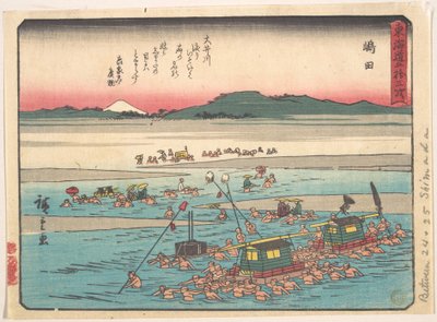 Shimada; Oigawa Shun-Gan, margens do rio Ōi de Utagawa Hiroshige