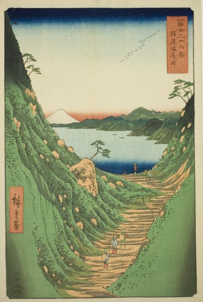 Shiojiri Pass na província de Shinano (Shinano Shiojiri toge), da série "Trinta e seis vistas do Monte Fuji (Fuji sanjurokkei)" de Utagawa Hiroshige