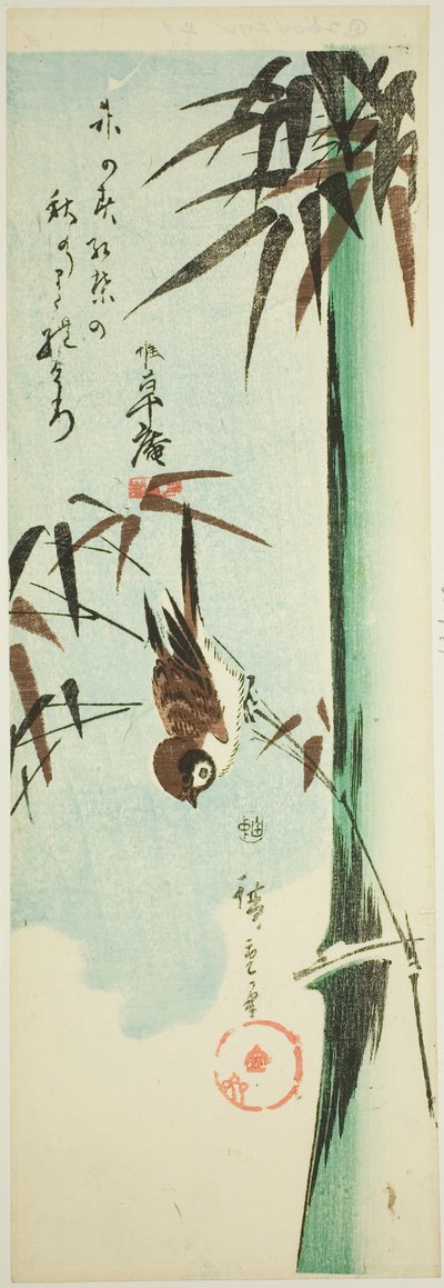 Pardal e bambu de Utagawa Hiroshige