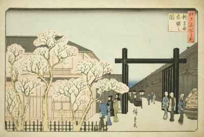 Yoshiwara (New Yoshiwara Spring Akebono Picture), de "Fa Nets Paseo Edo (entre os lugares famosos de Edo)" de Utagawa Hiroshige